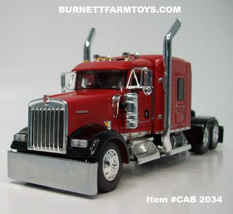 Item #CAB 2034 Red Black Fender Kenworth W900L 72-inch AeroCab Flattop Sleeper - 1/64 Scale – DCP by First Gear