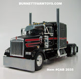 Item #CAB 2035 Black Red White Outline Kenworth W900L 72-inch AeroCab Flattop Sleeper - 1/64 Scale – DCP by First Gear