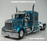 Item #CAB 2036 Aqua Metallic White Black 100th Anniversary Stripe Kenworth W900L 72-inch AeroCab Sleeper - 1/64 Scale – DCP by First Gear