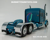 Item #CAB 2036 Aqua Metallic White Black 100th Anniversary Stripe Kenworth W900L 72-inch AeroCab Sleeper - 1/64 Scale – DCP by First Gear