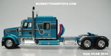 Item #CAB 2036 Aqua Metallic White Black 100th Anniversary Stripe Kenworth W900L 72-inch AeroCab Sleeper - 1/64 Scale – DCP by First Gear