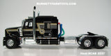 Item #CAB 2037 Black Silver Gold 100th Anniversary Stripe Kenworth W900L 72-inch AeroCab Sleeper - 1/64 Scale – DCP by First Gear