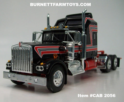 Item #CAB 2056 Black Viper Red Silver Kenworth W900A Aerodyne Sleeper with Whale Tail - 1/64 Scale – DCP by First Gear