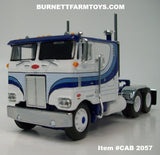 Item #CAB 2057 Blue White Black Outline Peterbilt 352 COE 110-inch Sleeper - 1/64 Scale – DCP by First Gear