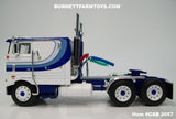 Item #CAB 2057 Blue White Black Outline Peterbilt 352 COE 110-inch Sleeper - 1/64 Scale – DCP by First Gear