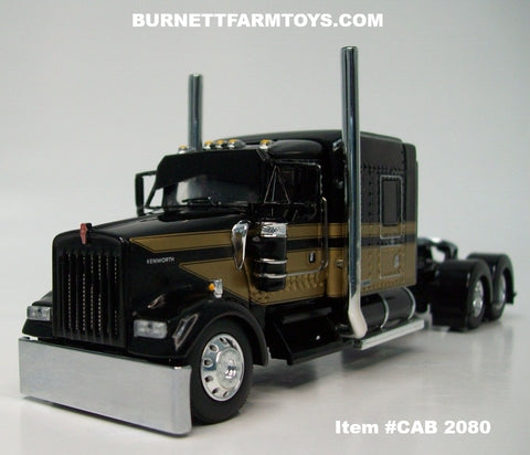Item #CAB 2080 Black Gold Kenworth W900L 72-inch AeroCab Sleeper - 1/64 Scale – DCP by First Gear
