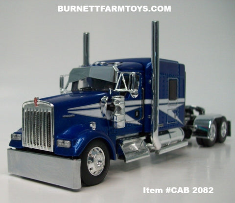 Item #CAB 2082 Blue White Silver Outline Kenworth W900L 72-inch AeroCab Sleeper - 1/64 Scale – DCP by First Gear