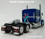 Item #CAB 2082 Blue White Silver Outline Kenworth W900L 72-inch AeroCab Sleeper - 1/64 Scale – DCP by First Gear