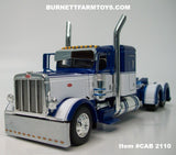 Item #CAB 2110 Blue Metallic White Peterbilt 389 48-inch Flattop Sleeper - 1/64 Scale – DCP by First Gear