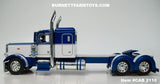 Item #CAB 2110 Blue Metallic White Peterbilt 389 48-inch Flattop Sleeper - 1/64 Scale – DCP by First Gear