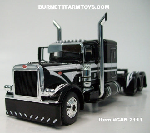 Item #CAB 2111 Black White Peterbilt 389 48-inch Flattop Sleeper - 1/64 Scale – DCP by First Gear
