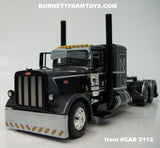 Item #CAB 2112 Black Dark Gray Silver Peterbilt 389 48-inch Flattop Sleeper - 1/64 Scale – DCP by First Gear