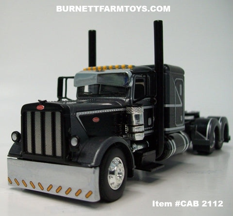 Item #CAB 2112 Black Dark Gray Silver Peterbilt 389 48-inch Flattop Sleeper - 1/64 Scale – DCP by First Gear