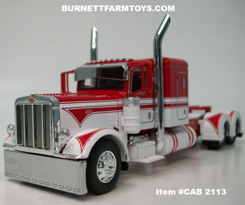 Item #CAB 2113 Red White Peterbilt 389 48-inch Flattop Sleeper - 1/64 Scale – DCP by First Gear