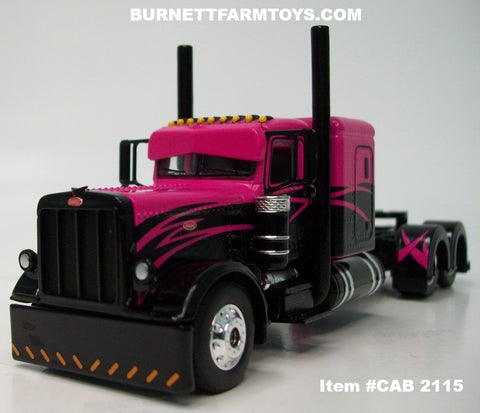 Item #CAB 2115 Pink Black Peterbilt 389 48-inch Flattop Sleeper - 1/64 Scale - DCP by First Gear