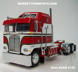 Item #CAB 2122 Red White Black Stripe Gold Outline Kenworth K100 COE Aerodyne Sleeper - 1/64 Scale – DCP by First Gear