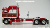 Item #CAB 2122 Red White Black Stripe Gold Outline Kenworth K100 COE Aerodyne Sleeper - 1/64 Scale – DCP by First Gear
