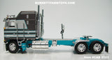 Item #CAB 2123 Dark Gray Silver Turquoise Kenworth K100 COE Aerodyne Sleeper - 1/64 Scale – DCP by First Gear
