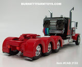 Item #CAB 2133 Black Red Burgundy Gold Outline Tri-Axle Peterbilt 389 36-inch Flattop Sleeper - 1/64 Scale – DCP by First Gear