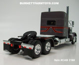 Item #CAB 2160 Gun Metal Gray Metallic Black Stripe Orange Outline Peterbilt 379 48-inch Mid Roof Sleeper - 1/64 Scale – DCP by First Gear