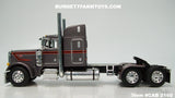 Item #CAB 2160 Gun Metal Gray Metallic Black Stripe Orange Outline Peterbilt 379 48-inch Mid Roof Sleeper - 1/64 Scale – DCP by First Gear