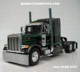 Item #CAB 2161 Gun Metal Gray Metallic Black Green Outline Peterbilt 379 48-inch Mid Roof Sleeper - 1/64 Scale – DCP by First Gear