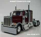 Item #CAB 2171 Burgundy Black Peterbilt 589 58-inch Flattop Sleeper - 1/64 Scale – DCP by First Gear