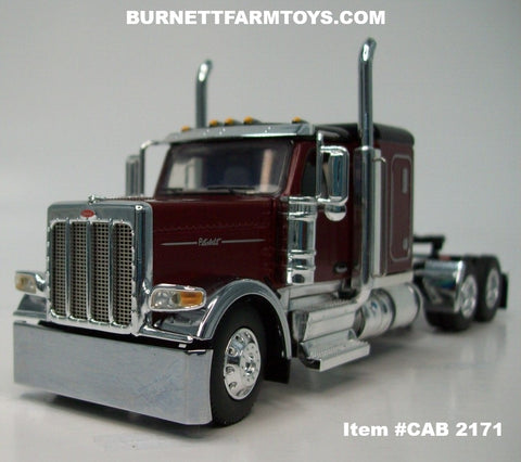 Item #CAB 2171 Burgundy Black Peterbilt 589 58-inch Flattop Sleeper - 1/64 Scale – DCP by First Gear