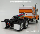 Item #CAB 2175-A Orange White Brown Ford LTL 9000 Flattop Sleeper - 1/64 Scale – DCP by First Gear