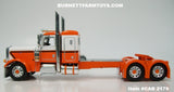 Item #CAB 2179 Orange White Black Outline Peterbilt 389 36-inch Flattop Sleeper - 1/64 Scale – DCP by First Gear