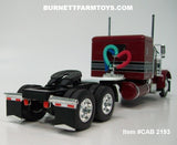 Item #CAB 2193 Burgundy Black Stripe Gray Stripe Silver Outline Peterbilt 379 48-inch Flattop Sleeper - 1/64 Scale – DCP by First Gear