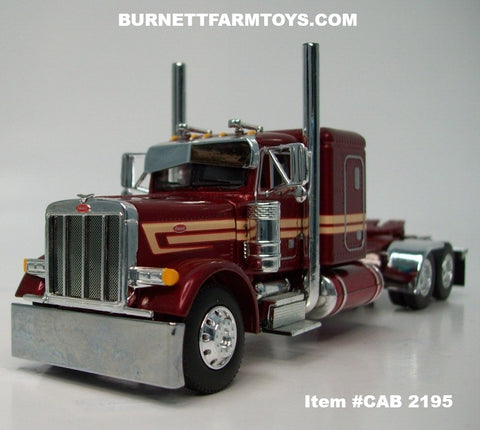 Item #CAB 2195 Candy Apple Red Metallic Tan Peterbilt 379 48-inch Flattop Sleeper - 1/64 Scale – DCP by First Gear