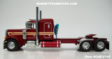 Item #CAB 2195 Candy Apple Red Metallic Tan Peterbilt 379 48-inch Flattop Sleeper - 1/64 Scale – DCP by First Gear