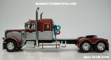 Item #CAB 2199 Burnt Orange Metallic Silver Black Outline Peterbilt 379 48-inch Flattop Sleeper - 1/64 Scale – DCP by First Gear