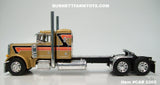 Item #CAB 2205 Gold Black Orange Red Stripe White Outline Peterbilt 379 36-inch Flattop Sleeper - 1/64 Scale – DCP by First Gear