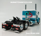 Item #CAB 2206 White Turquoise Peterbilt 379 36-inch Flattop Sleeper - 1/64 Scale – DCP by First Gear