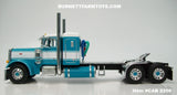 Item #CAB 2206 White Turquoise Peterbilt 379 36-inch Flattop Sleeper - 1/64 Scale – DCP by First Gear