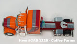 Item #CAB 2228 Coffey Farms Orange Burgundy Dark Gray Swoop Stripe Peterbilt 379 63-inch Mid Roof Sleeper - 1/64 Scale – DCP by First Gear