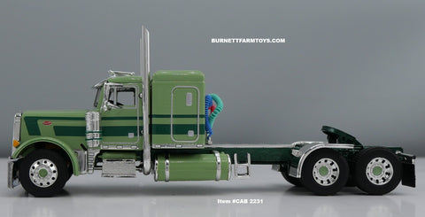 Item #CAB 2231 Light Green Dark Green Peterbilt 379 48-inch Flattop Sleeper - 1/64 Scale – DCP by First Gear