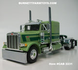 Item #CAB 2231 Light Green Dark Green Peterbilt 379 48-inch Flattop Sleeper - 1/64 Scale – DCP by First Gear