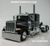 Item #CAB 2232 Black Dark Gray Silver Outline Peterbilt 379 48-inch Flattop Sleeper - 1/64 Scale – DCP by First Gear