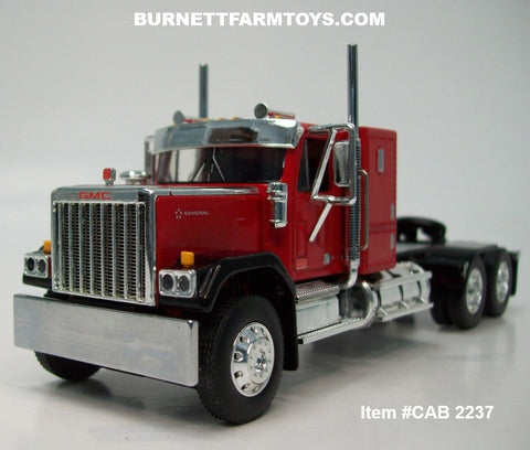 Item #CAB 2237 Red Black Fender GMC General 34-inch Flattop Sleeper - 1/64 Scale – DCP by First Gear