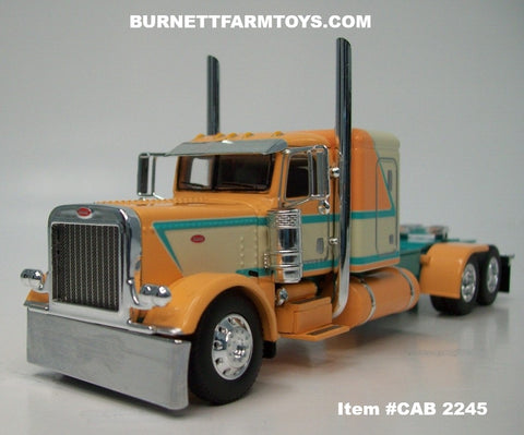 Item #CAB 2245 Peach Teal Cream Peterbilt 389 48-inch Flattop Sleeper - 1/64 Scale – DCP by First Gear