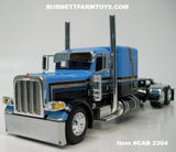 Item #CAB 2304 Baby Blue Black Silver Stripe Gold Outline Peterbilt 389 63-inch Flattop Sleeper - 1/64 Scale – DCP by First Gear
