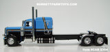 Item #CAB 2304 Baby Blue Black Silver Stripe Gold Outline Peterbilt 389 63-inch Flattop Sleeper - 1/64 Scale – DCP by First Gear