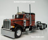 Item #CAB 2351 Burnt Orange Metallic Black Peterbilt 379 36-inch Flattop Sleeper - 1/64 Scale – DCP by First Gear