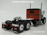 Item #CAB 2351 Burnt Orange Metallic Black Peterbilt 379 36-inch Flattop Sleeper - 1/64 Scale – DCP by First Gear