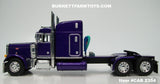 Item #CAB 2354 Purple Metallic Black Stripe Peterbilt 379 63-inch Mid Roof Sleeper - 1/64 Scale – DCP by First Gear