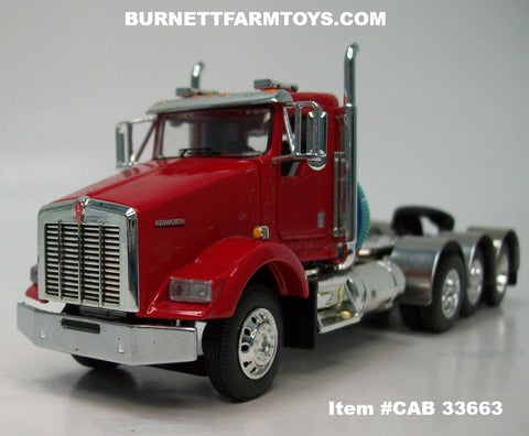 Item #CAB 33663 Red Tri-Axle Kenworth T800 Day Cab - 1/64 Scale – DCP by First Gear
