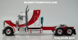 Item #CAB 2229 White Red Burgundy Swoop Stripe Peterbilt 379 63-inch Mid Roof Sleeper - 1/64 Scale – DCP by First Gear